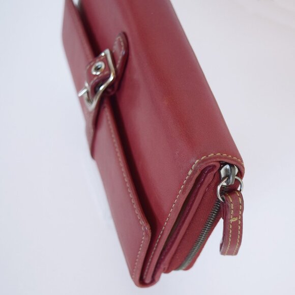 Coach Vintage Hamptons Red Leather Large Trifold Wallet with Buckle - Picture 9 of 15
